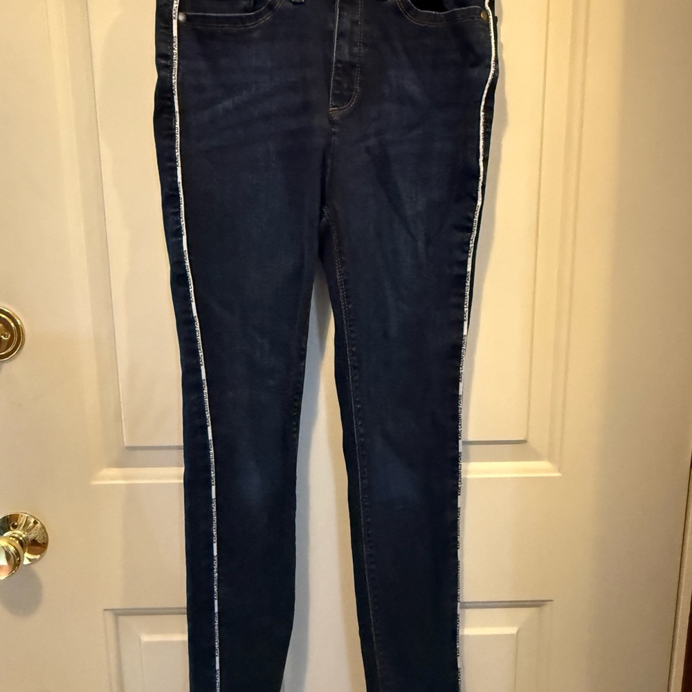 Karl Lagerfeld Navy Skinny Jeans with White Side Piping